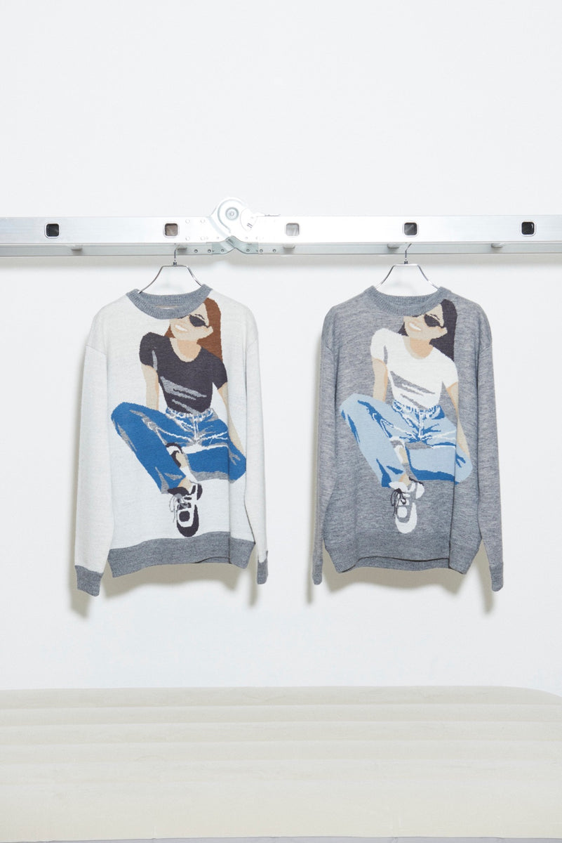 KT21A-JNT【Graphic crew neck knit】