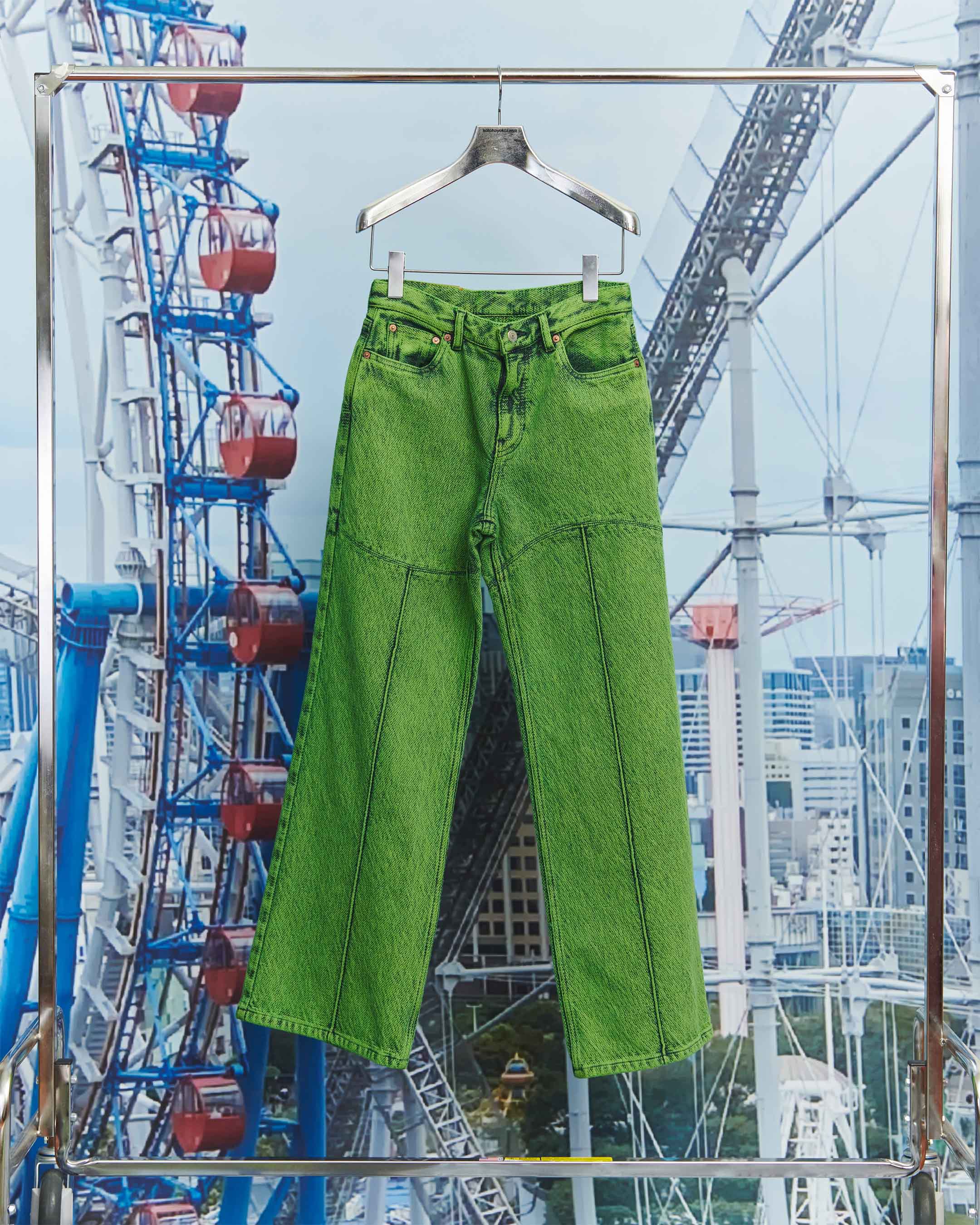KTX5A-PT02〈WAVE PANELLED DYED PANTS〉LIME