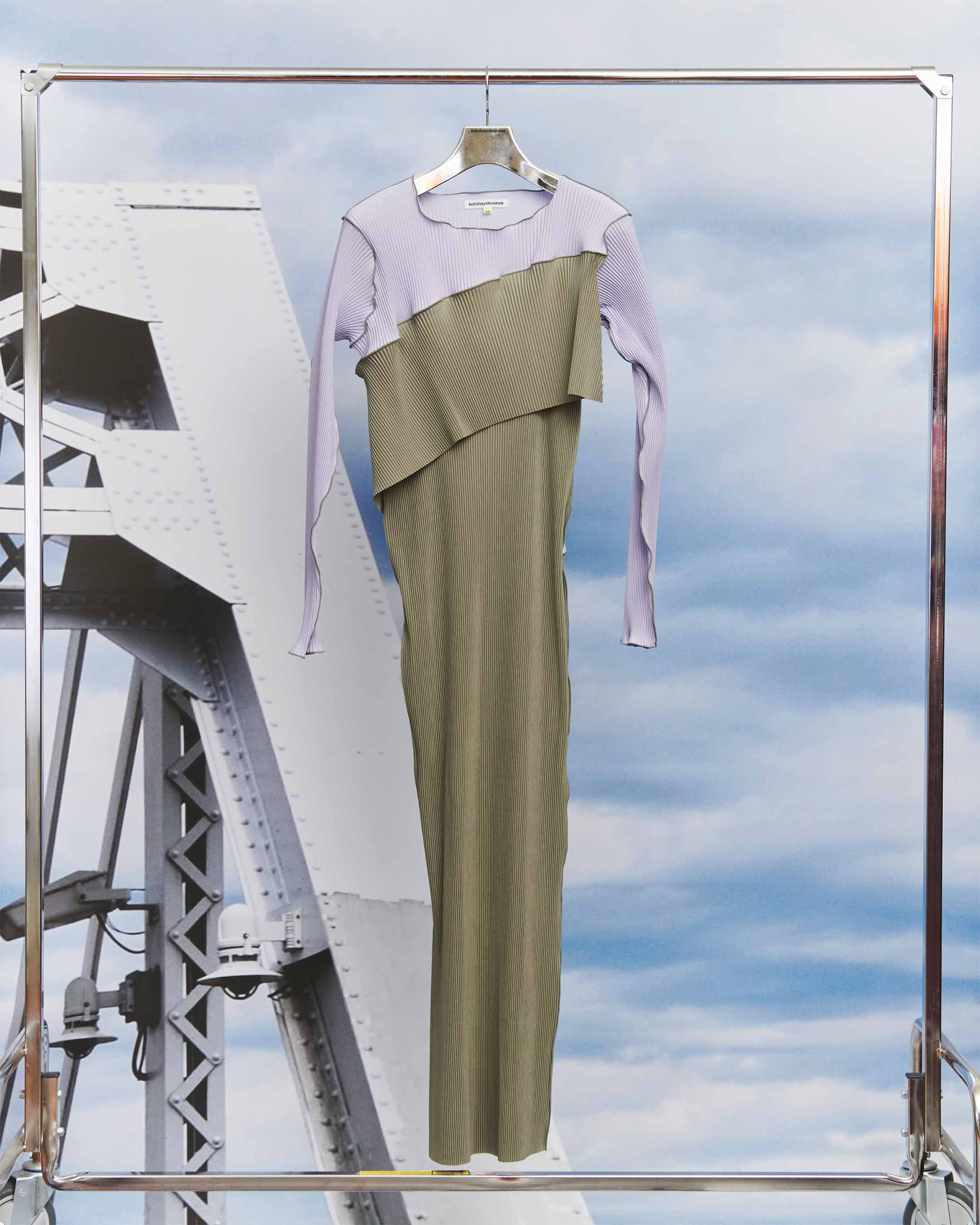 TDX5A-SPLD01〈SPIRAL WAVE LONG SLEEVE DRESS〉OAK GRAY