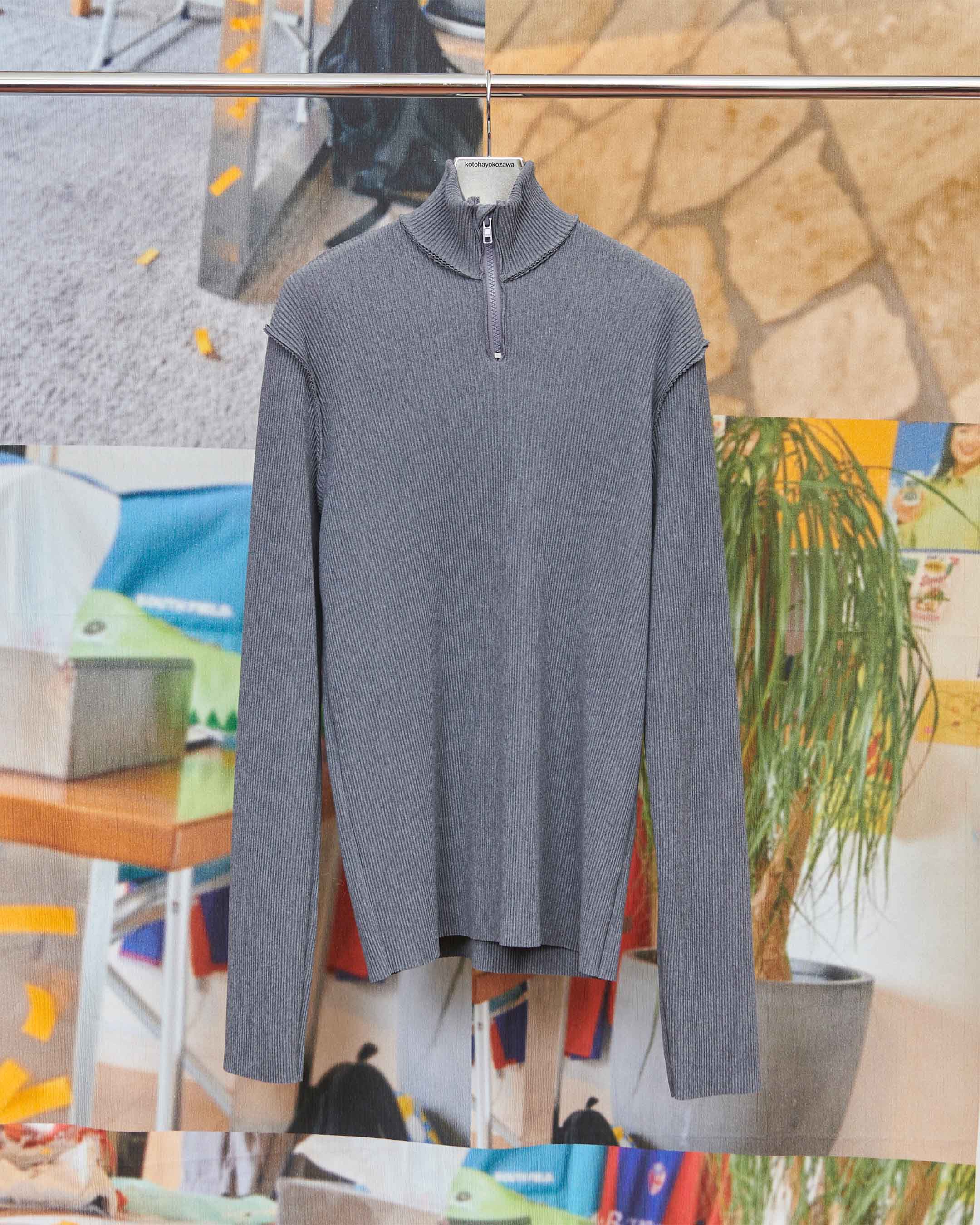 TDX6A-CRSP02〈CRISP HALF-ZIP TOP〉DARK SESAMI