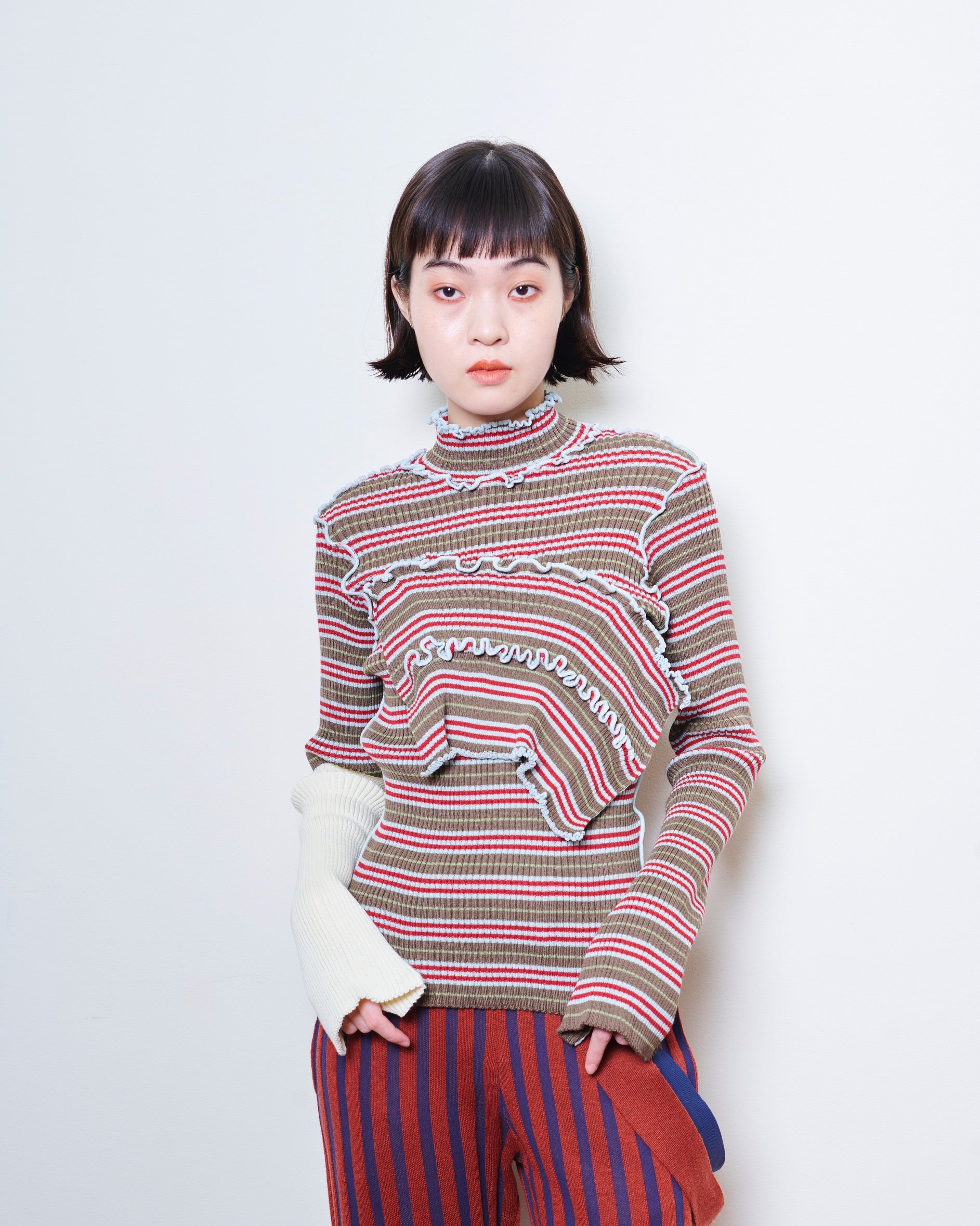 KT22A-KN06【Rib knit turtle-neck】